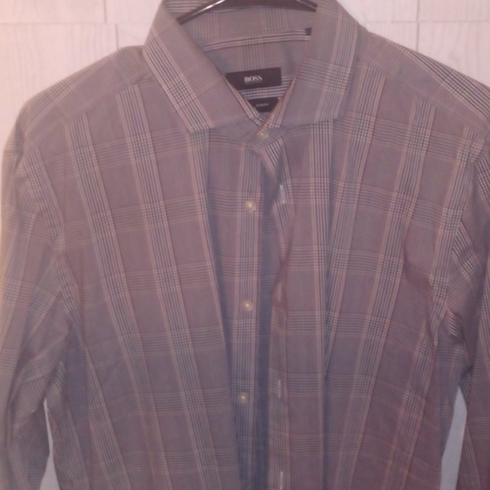 Beautiful plaid Hugo Boss gently used sz med/slim